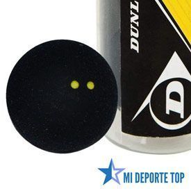 Pelota de squash Dunlop de competición con doble punto amarillo